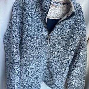 Blue Sherpa Fleece Jacket Quarter Zip Pullover